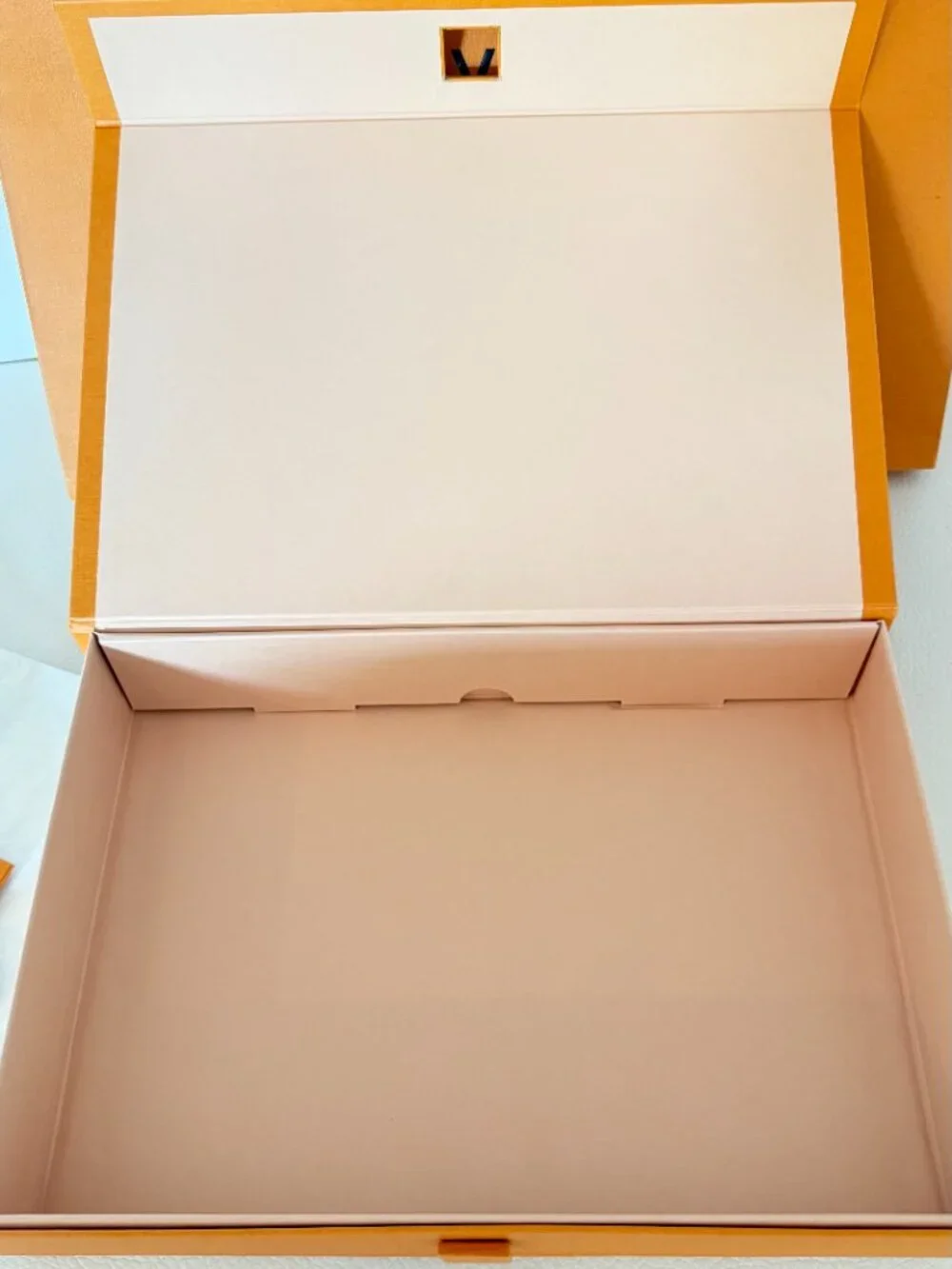 Louis Vuitton Orange Paper Gift Box w/ Ribbon , card and shopping bag